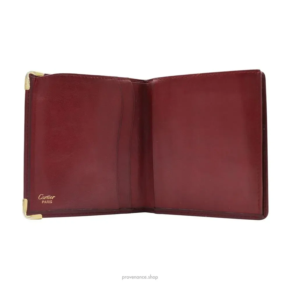 🔴 Cartier Bifold Wallet - Burgundy Calfskin Leather